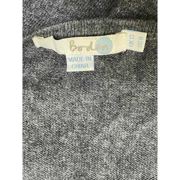 Boden Women's 8 Gray Sweater Cotton Cardigan Knit Cozy Boho Holiday Preppy - Picture 8 of 10